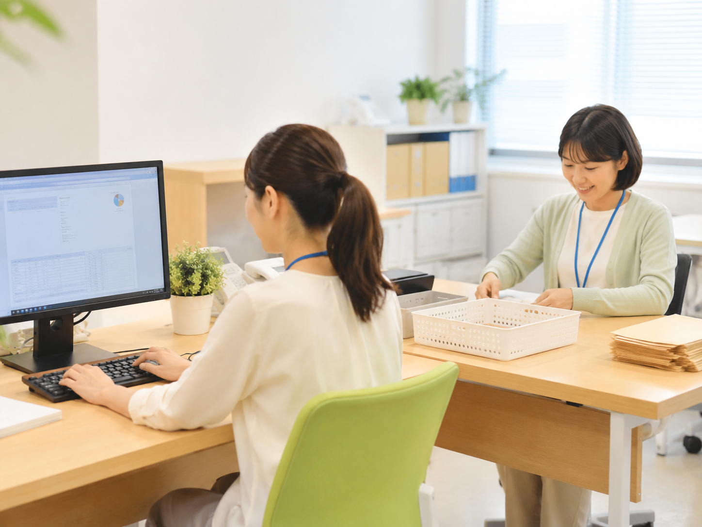 PC作業と軽作業の両方に取り組める明るい作業環境のイメージ